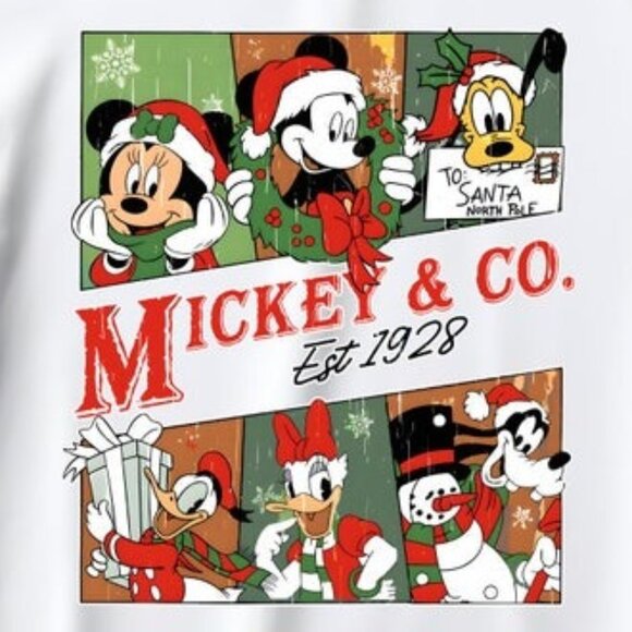 Mickey Co Est 1928 Disney Santa Christmas Cartoon Holiday Graphic T-Shirt 166 - Picture 2 of 5